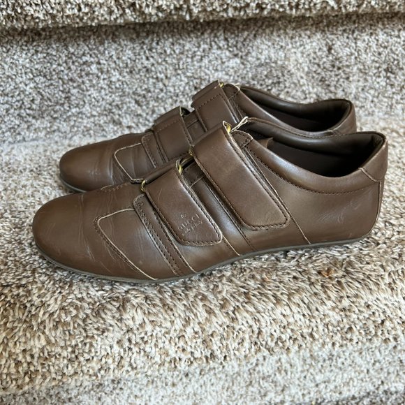 Gucci Women's Brown Leather Snap Strap Shoes . - Picture 2 of 16